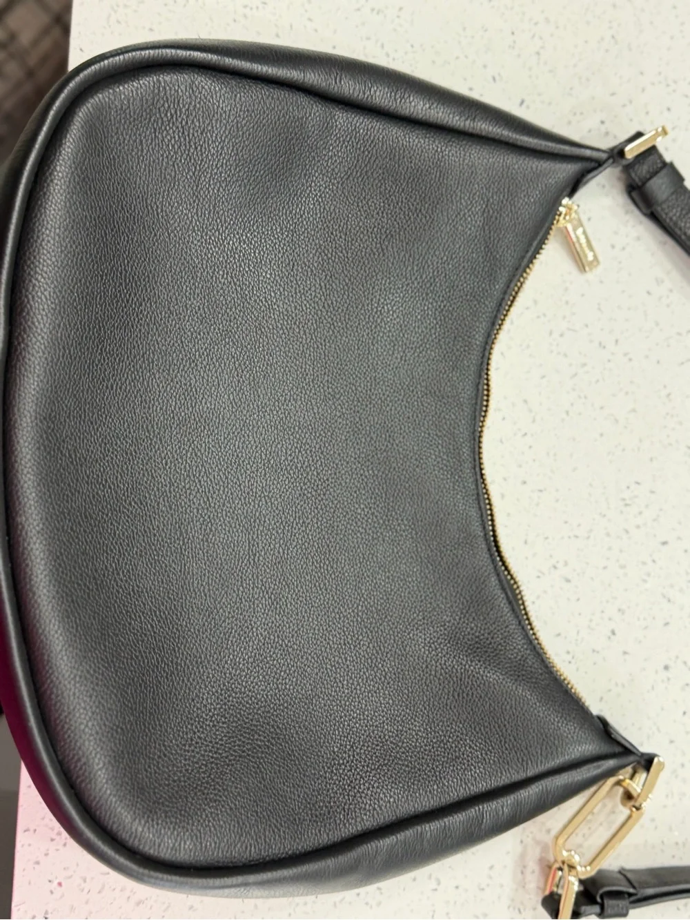 kate spade Black Pebbled Leather Shoulder Bag with Gold Hardware